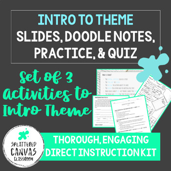 Preview of Intro to Theme Lesson Set (Presentation + Doodle Notes + Practice + Quiz)