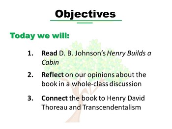 Transcendentalism Reading D B Johnson S Henry Builds A Cabin Tpt