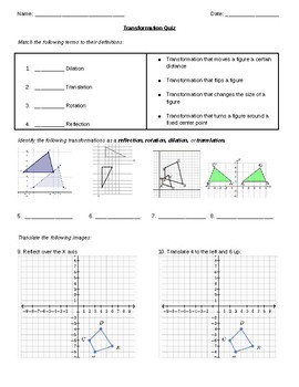 Preview of Intro to Transformation Quiz