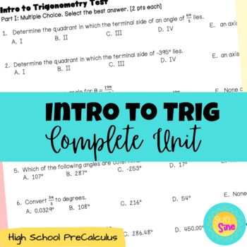 Preview of Intro to Trig Unit Bundle