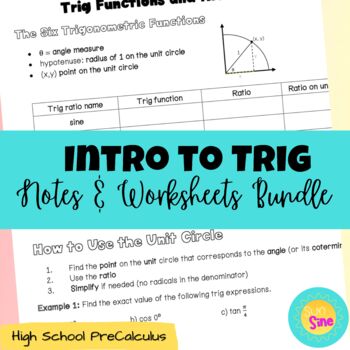 Preview of Intro to Trig Unit Notes and Worksheets Bundle