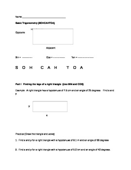 Preview of Intro to Trigonometry for Physics Lesson - SOHCAHTOA