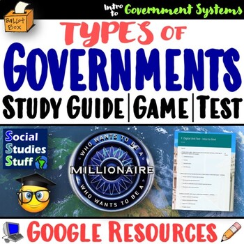 Preview of Intro to Types of Governments Study Guide, Review Game, Unit Test | Google