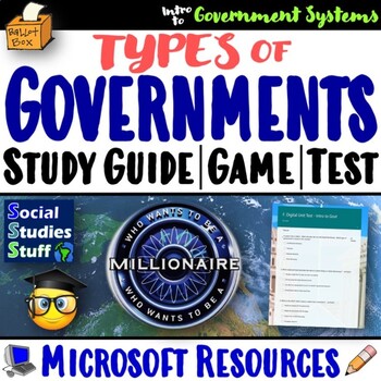 Preview of Intro to Types of Governments Study Guide, Review Game, Unit Test | Microsoft