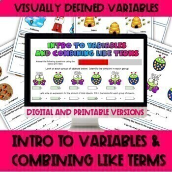 Preview of Intro to Variables and Combining Like Terms