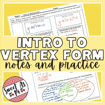 Preview of Intro to Vertex Form - Guided Notes and Practice
