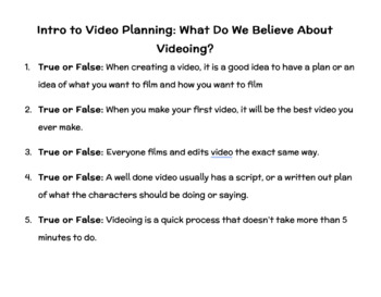 Preview of Intro to Video Planning