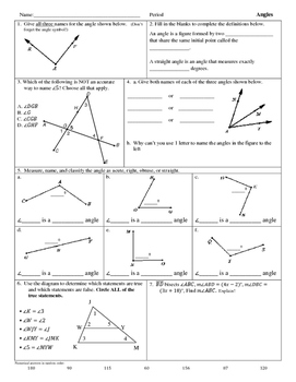 Intro to angles worksheet by JKIM - math | Teachers Pay Teachers
