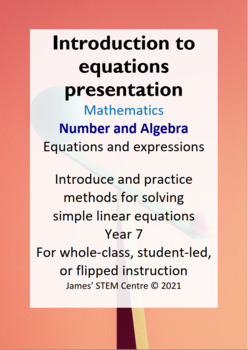 Preview of Intro to equations presentation - AC Year 7 Maths - Number and Algebra