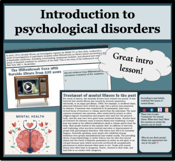 Preview of Intro to psychological disorders and historical approaches to mental health