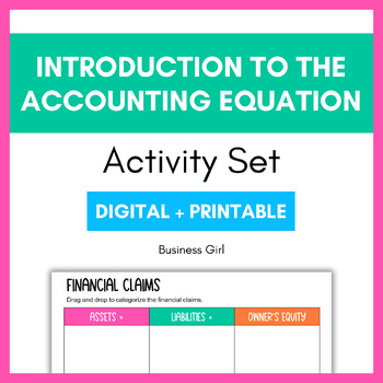 Preview of Intro to the Accounting Equation Organizer and Financial Claims Sorting Activity
