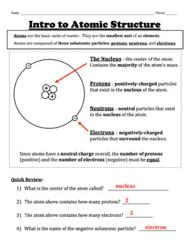 Preview of Intro to the Atom -- Protons, Neutrons, and Electrons  (Worksheet Set)