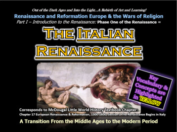 Preview of Intro to the RENAISSANCE - Origins in ITALY - COMPLETE LESSON W/ NOTES