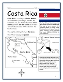Introduce Costa Rica Printable Map Activity and Reading Co