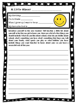 Preview of Introduce yourself to new teacher- letter from student to teacher
