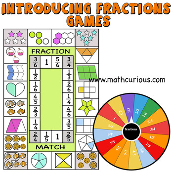 Preview of Introducing Fractions-Multiplayer Games, bingo cards, memory game, Print,Digital