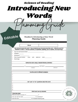 Preview of Introducing New Vocabulary Words Template