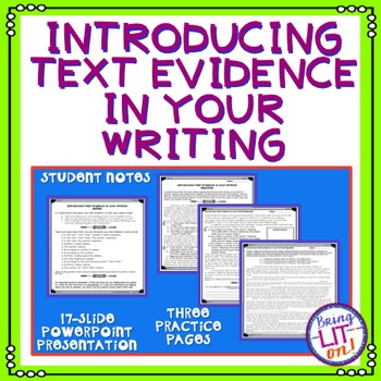 Introducing Text Evidence in Writing Worksheets and ...