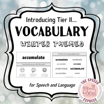 Preview of Introducing Tier 2 Vocabulary: Winter Themed Task Cards for Speech and Language