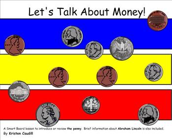 Preview of Introducing or  Reviewing the Penny  SmartBoard Lesson on Money