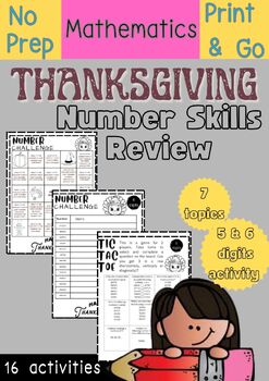 Preview of Thanksgiving Math Number Value Activities - Absent Day Activities