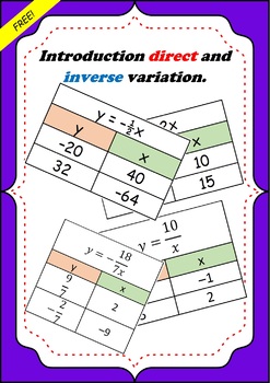 Preview of Introduction Direct and inverse variation