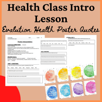 Preview of Introduction First Health Lesson or Substitute Lesson, Evaluating Health Quotes