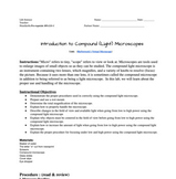 Introduction Microscope Lab: "e" Virtual Lab Editable handout