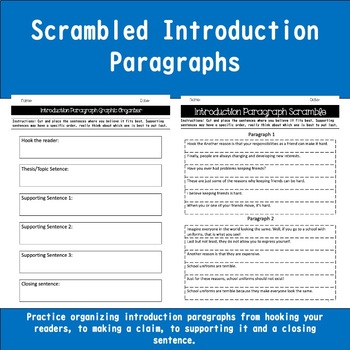 Preview of Introduction Paragraph Scrambles! (Good for beginning essay writing)