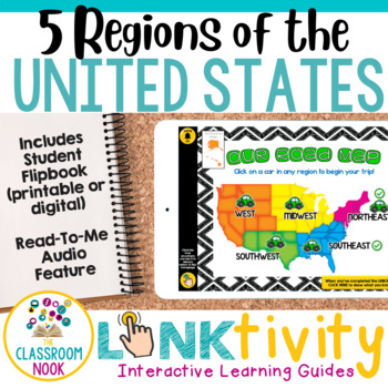 Link & Think Digital Guide- 5 Regions of the U.S. {Google Classroom Compatible}