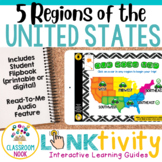 5 Regions of the United States LINKtivity® (Geography, Climate, Landforms, MORE)