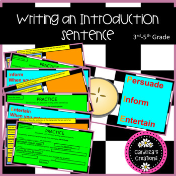 Preview of Introduction Sentences for 3rd-5th