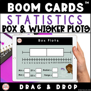Preview of Box and Whisker Plots Activity Statistics Data Sets Math Digital Boom Cards™ 8th