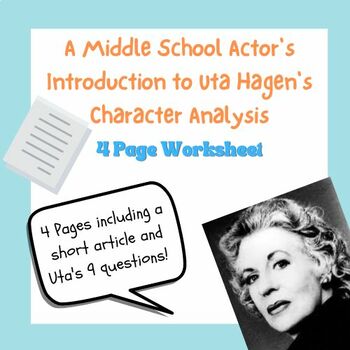 Preview of Introduction To Character Analysis and Acting Theory for Middle School: U. Hagen