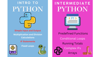 Preview of Introduction and Intermediate Python Coding Lesson Bundle (10 lessons)