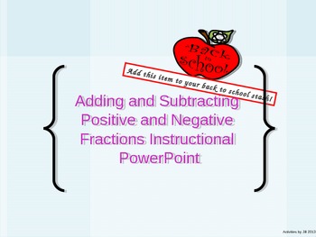 Preview of Introduction to Adding and Subtracting Positive and Negative Fractions