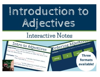 Preview of Introduction to Adjectives: Interactive Notes