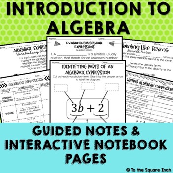 Preview of Introduction to Algebra Interactive Notebook | Algebra Guided Notes