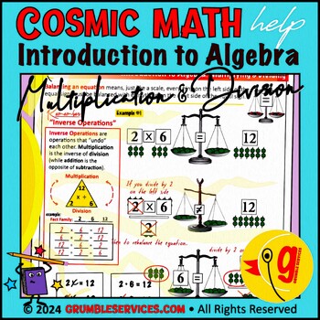 Preview of Introduction to Algebra: Multiply and Divide, Balance Equations & Word Problems