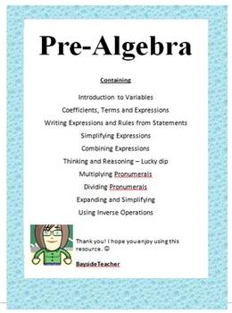 Preview of Introduction to Algebra - Pre Algebra Teacher Notes, Examples & Activities