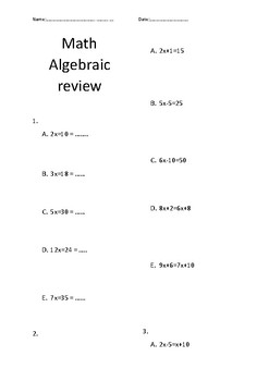 Preview of Introduction to Algebra Worksheet - No Prep!