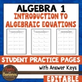 Introduction to Algebraic Equations - Editable Student Pra