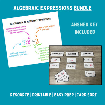 Preview of Introduction to Algebraic Expressions BUNDLE