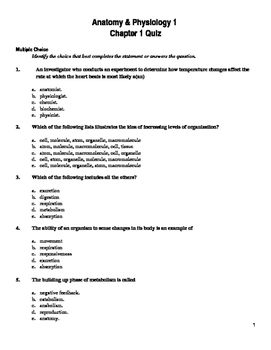 Introduction to Anatomy and Physiology (Chapter 1) Quiz by ...