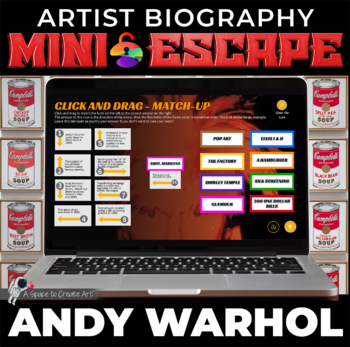 Preview of Introduction to Andy Warhol - Middle School/High School Digital Interactive Game