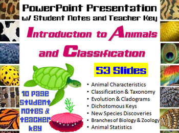 Preview of Intro to Animals & Classification PowerPoint, Student Notes, Teacher Key