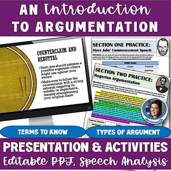 Preview of Introduction to Argumentation - Argument Terms, Argument Types, Speech Practice