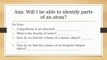 Preview of Introduction to Atoms Power Point Presentation w/KEY