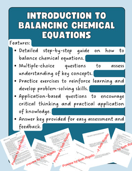 Preview of Introduction to Balancing Chemical Equations