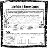 Introduction to Balancing Chemical Equations Worksheet